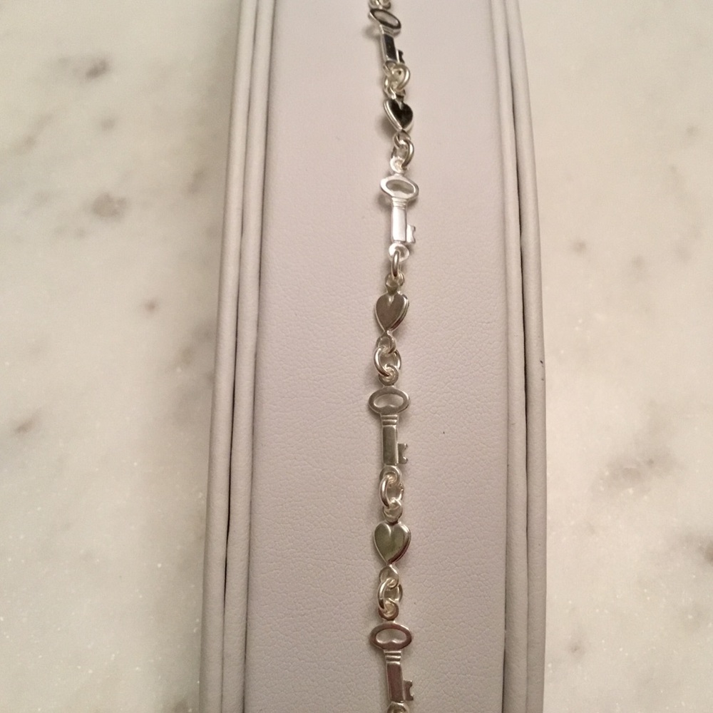 Sterling Silver Key & Heart Bracelet - Picture 6 of 12